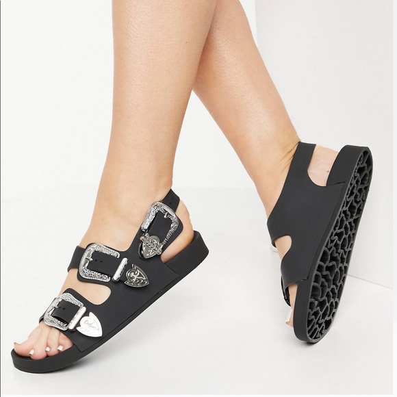 Shoes | Black Western Jelly Sandals Sz 